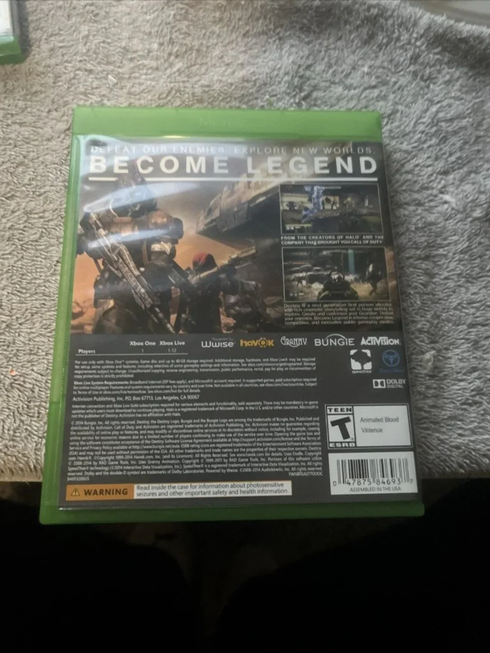 DESTINY Microsoft Xbox 1 One Video Game Complete Untested